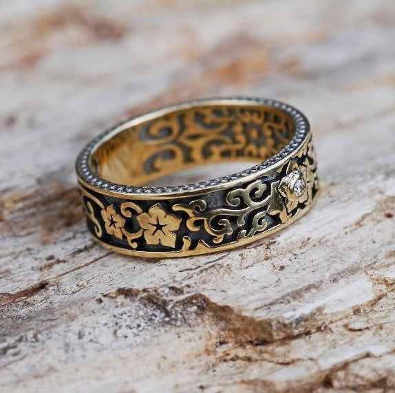 Custom 14K YELLOW Gold Wedding Band with RUBY