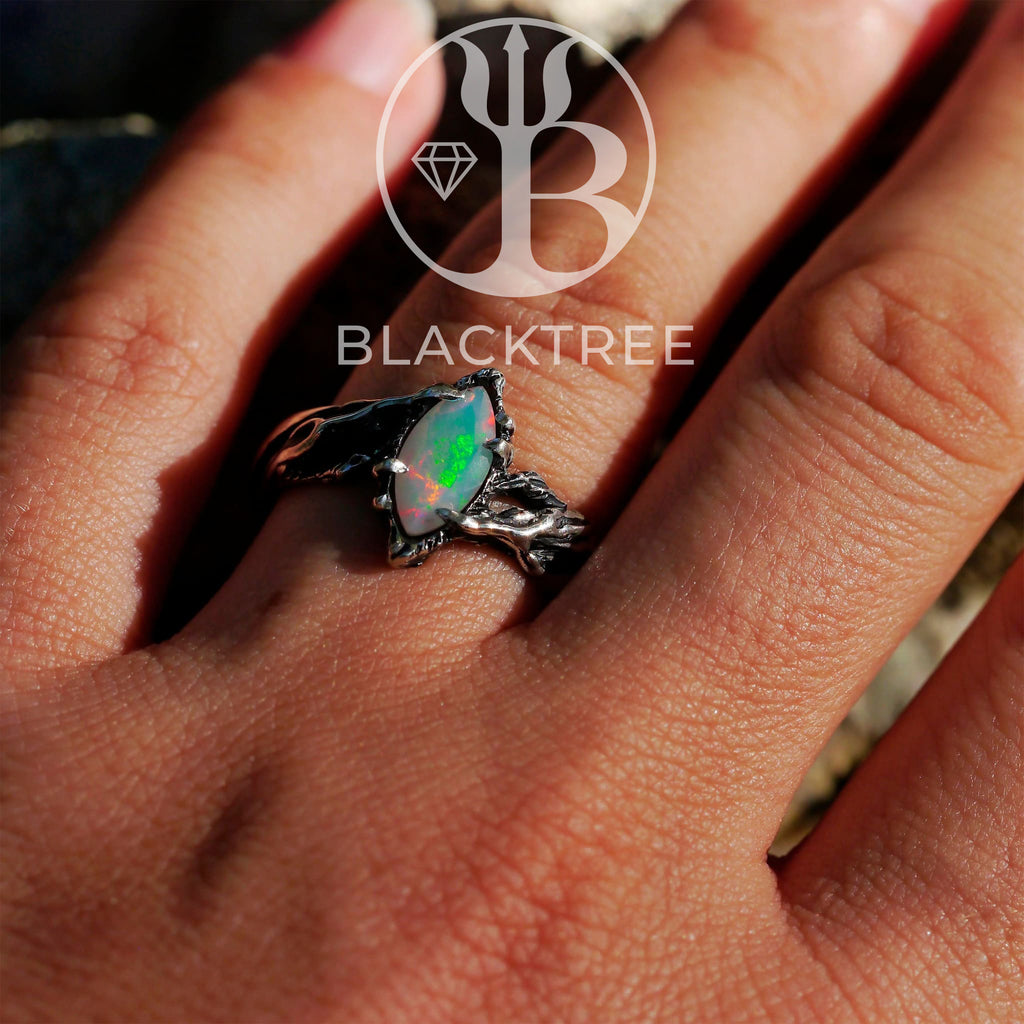 Ethiopian Fire Opal Ring "Vivienne" 925 Sterling Silver by BTL
