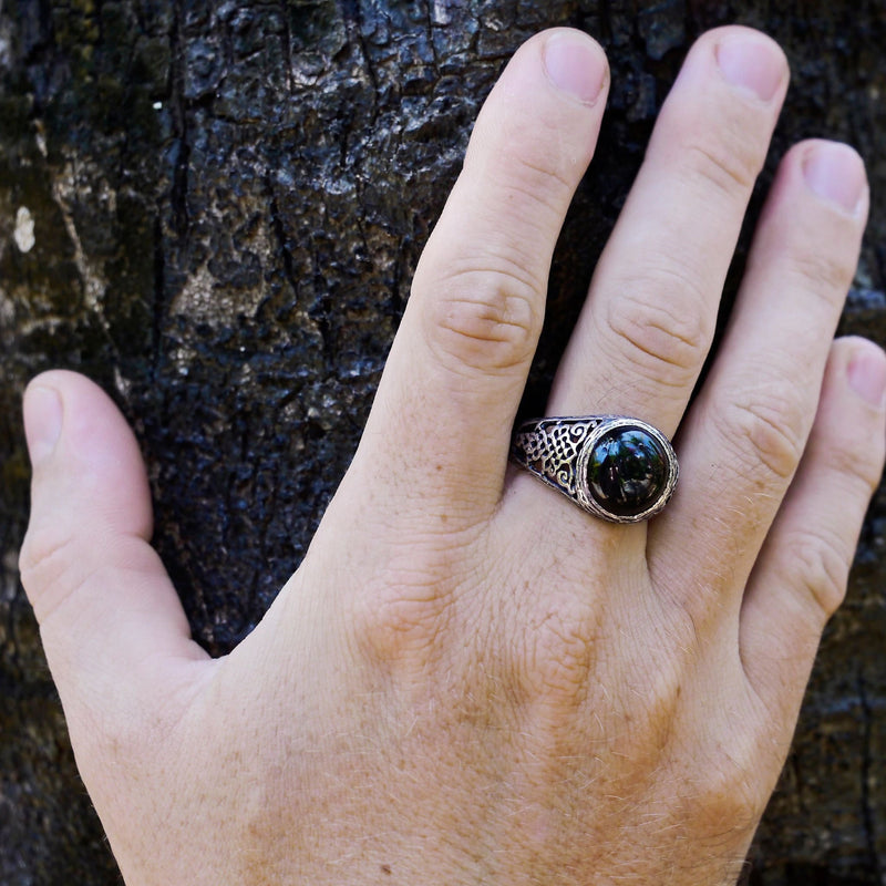 Indian Black Star Diopside Ring "Black Astra" - blacktreelab
