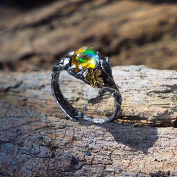 Ethiopian black opal deals ring