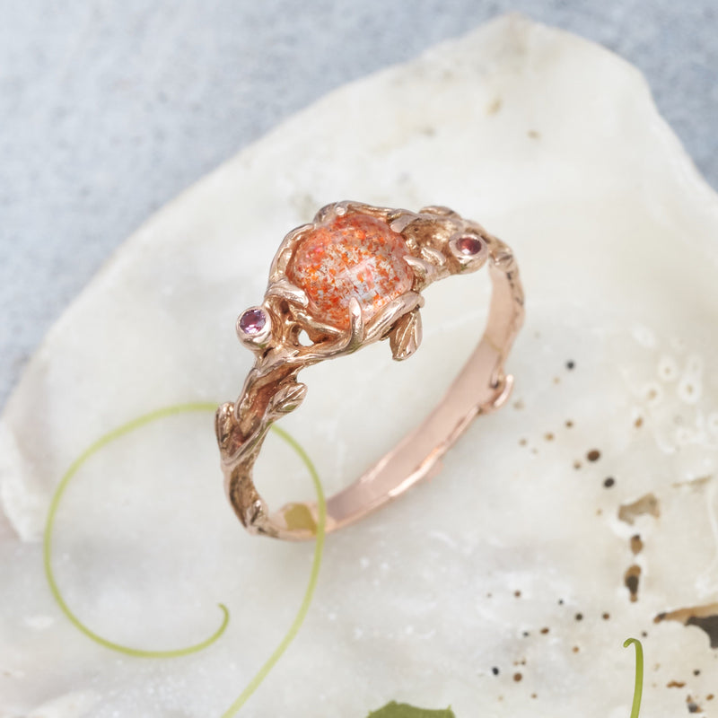 Rose Engagement Ring with Sunstone "Grace"