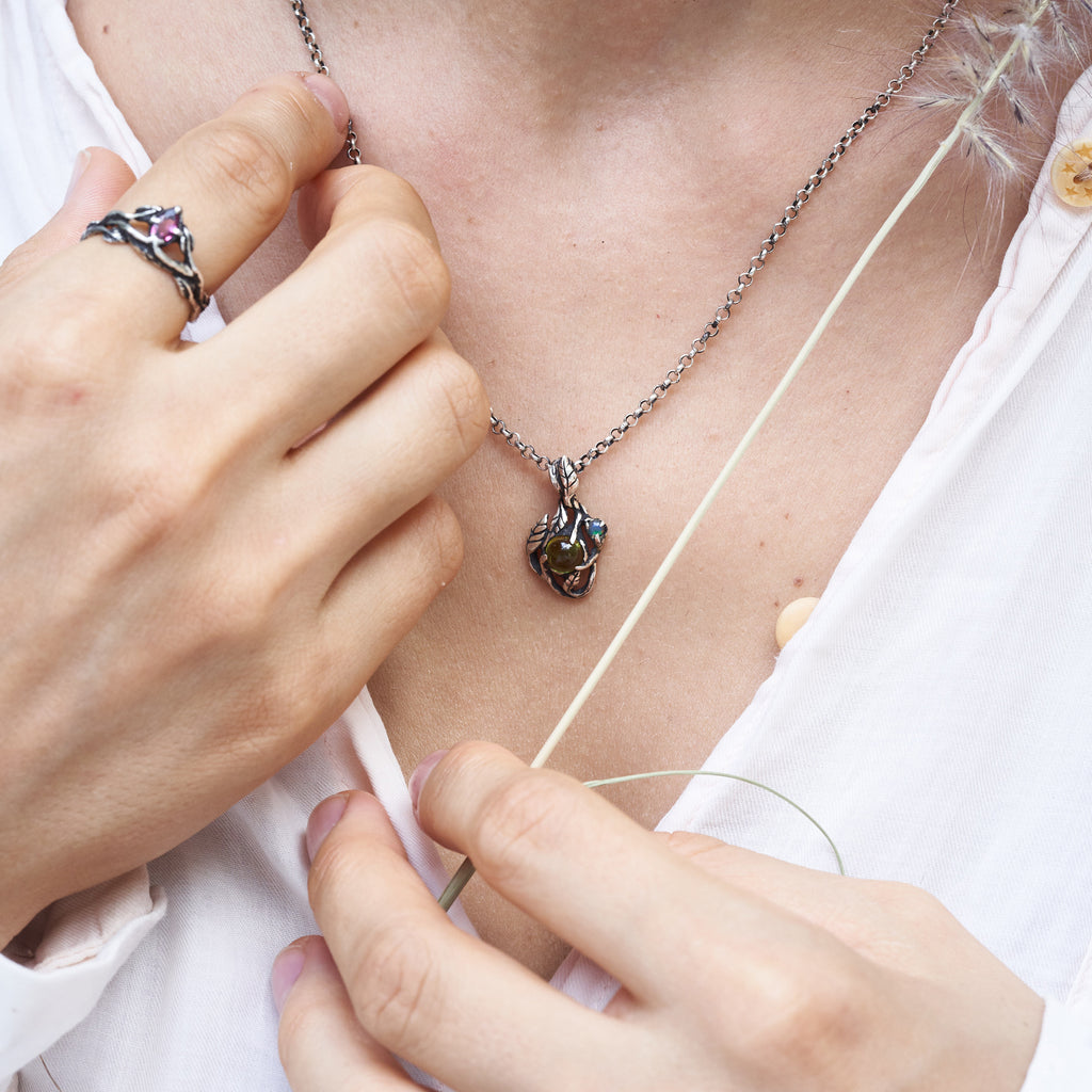 Peridot and Opal "Angie" Pendant