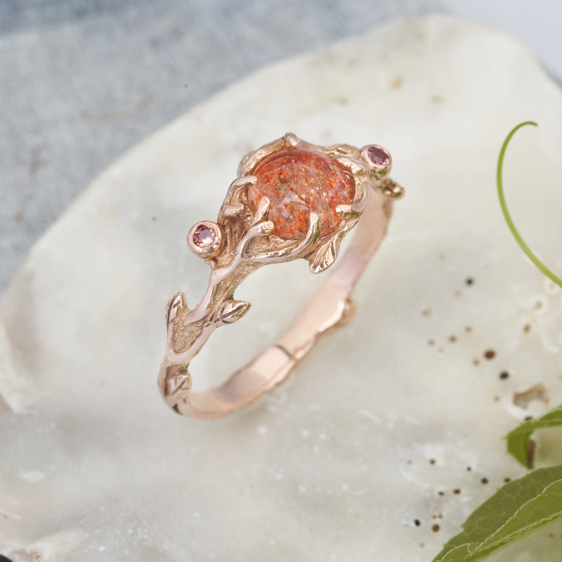 Rose Engagement Ring with Sunstone "Grace"Rose Engagement Ring with Sunstone "Grace"