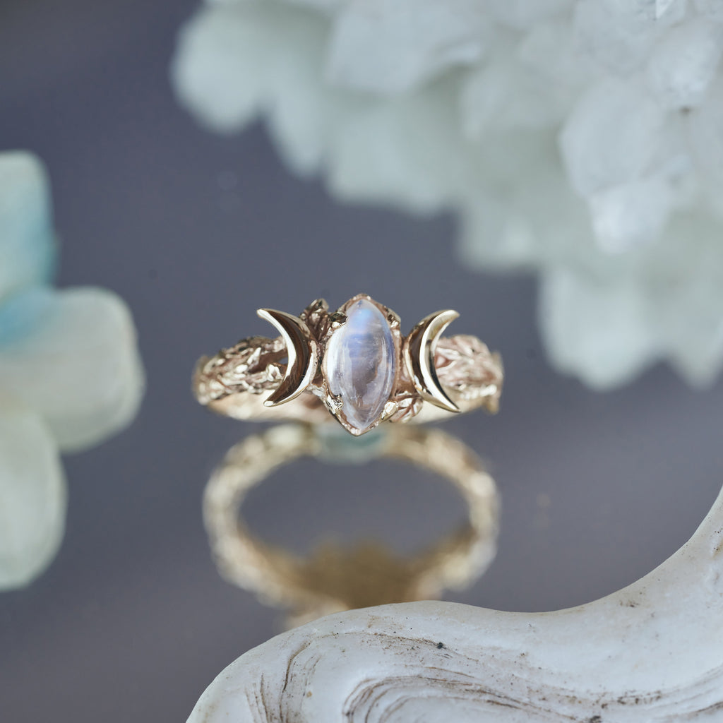 Triple Moon phase ring "Soma"