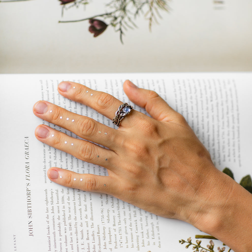 Moonstone engagement rings set  "Louise"
