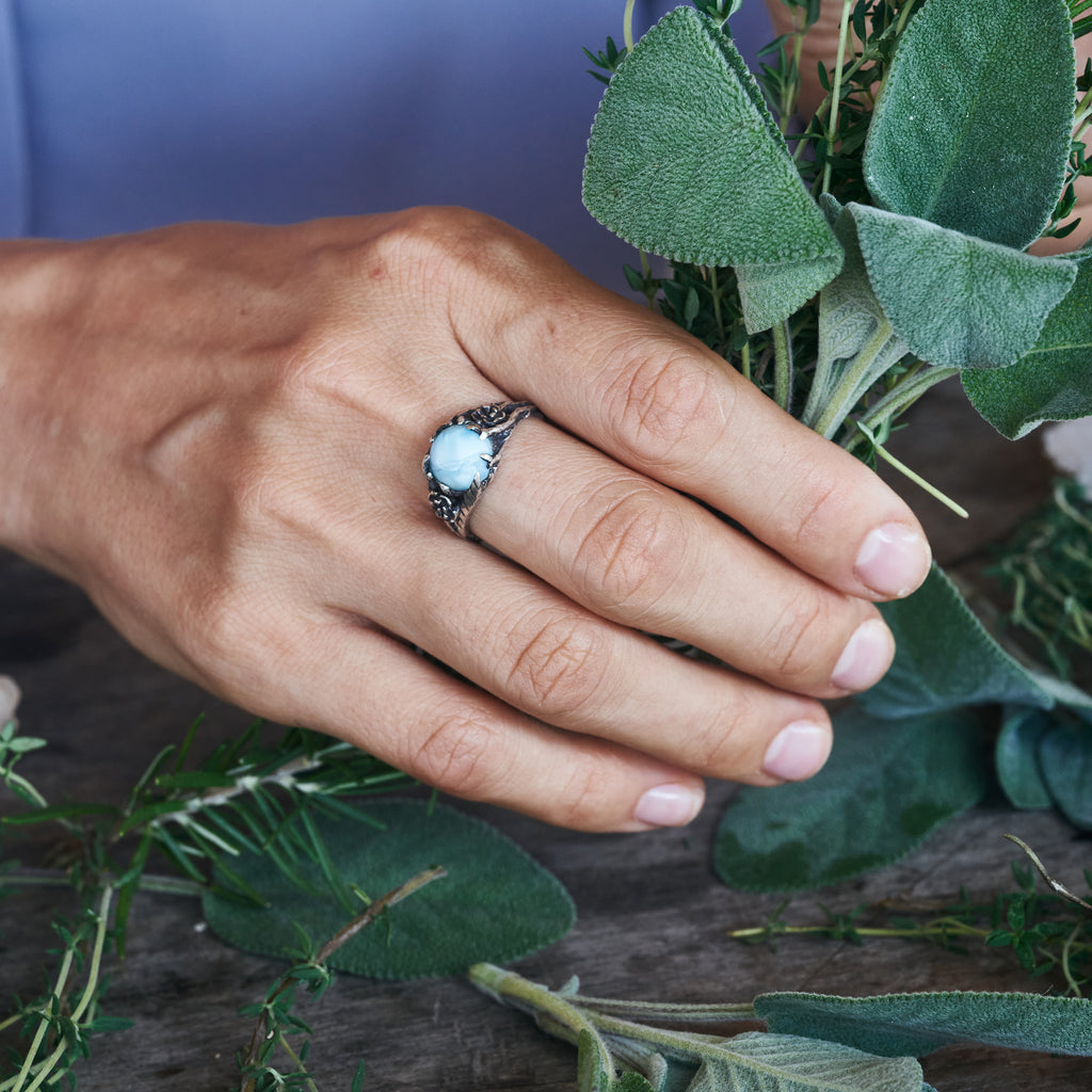 Larimar ring "Leda" by BlackTreeLab
