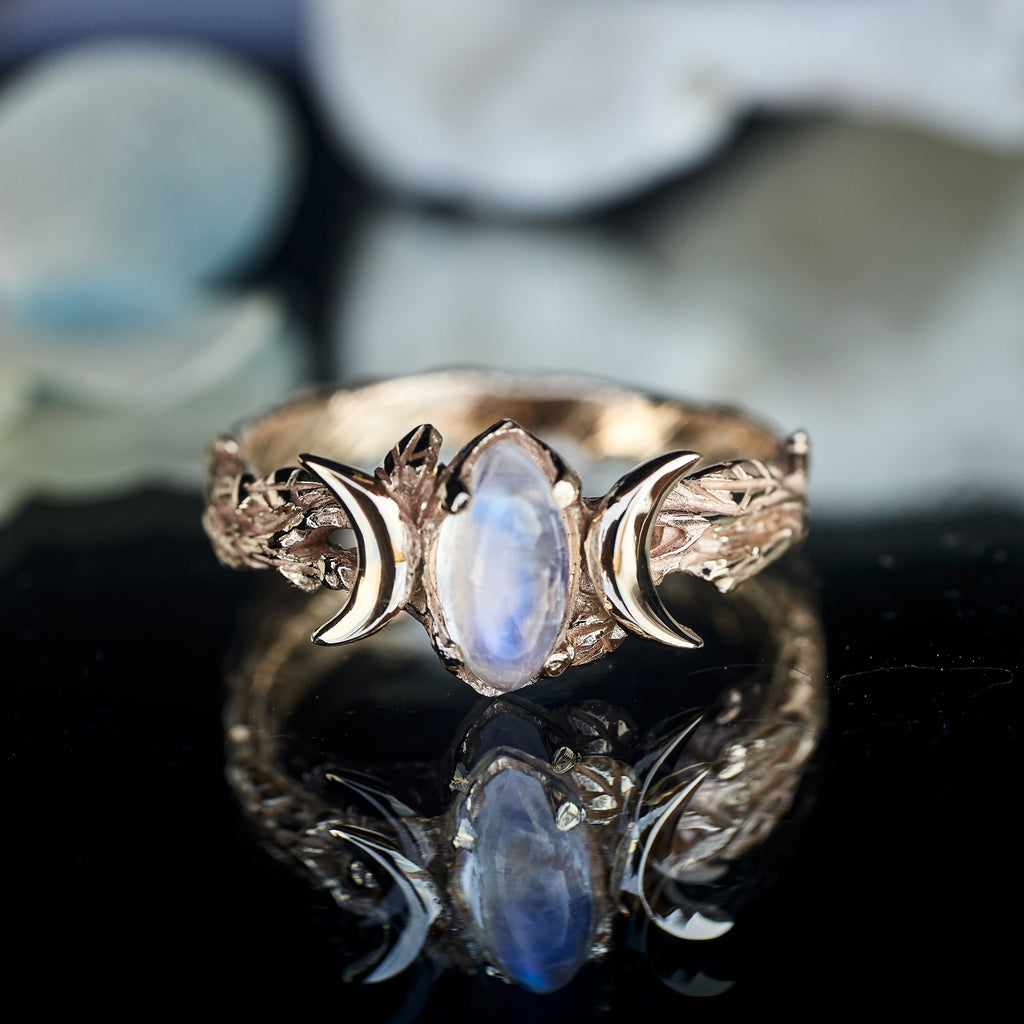 Triple Moon Moonstone ring "Soma"
