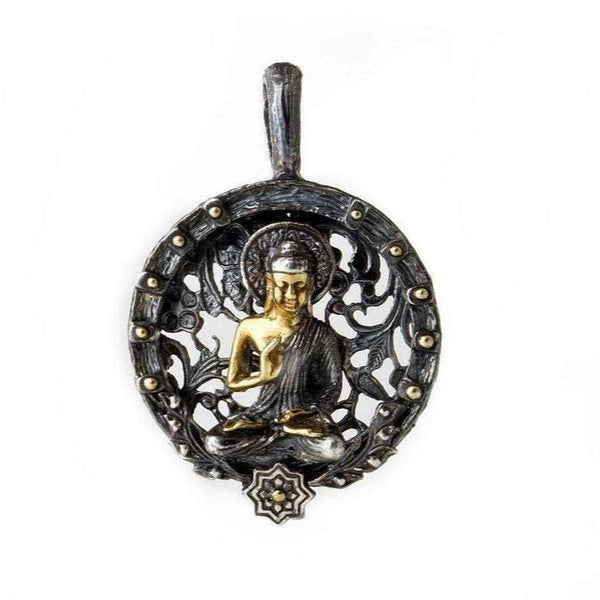 Sterling Silver Buddha Pendant with 14K Gold Gilding