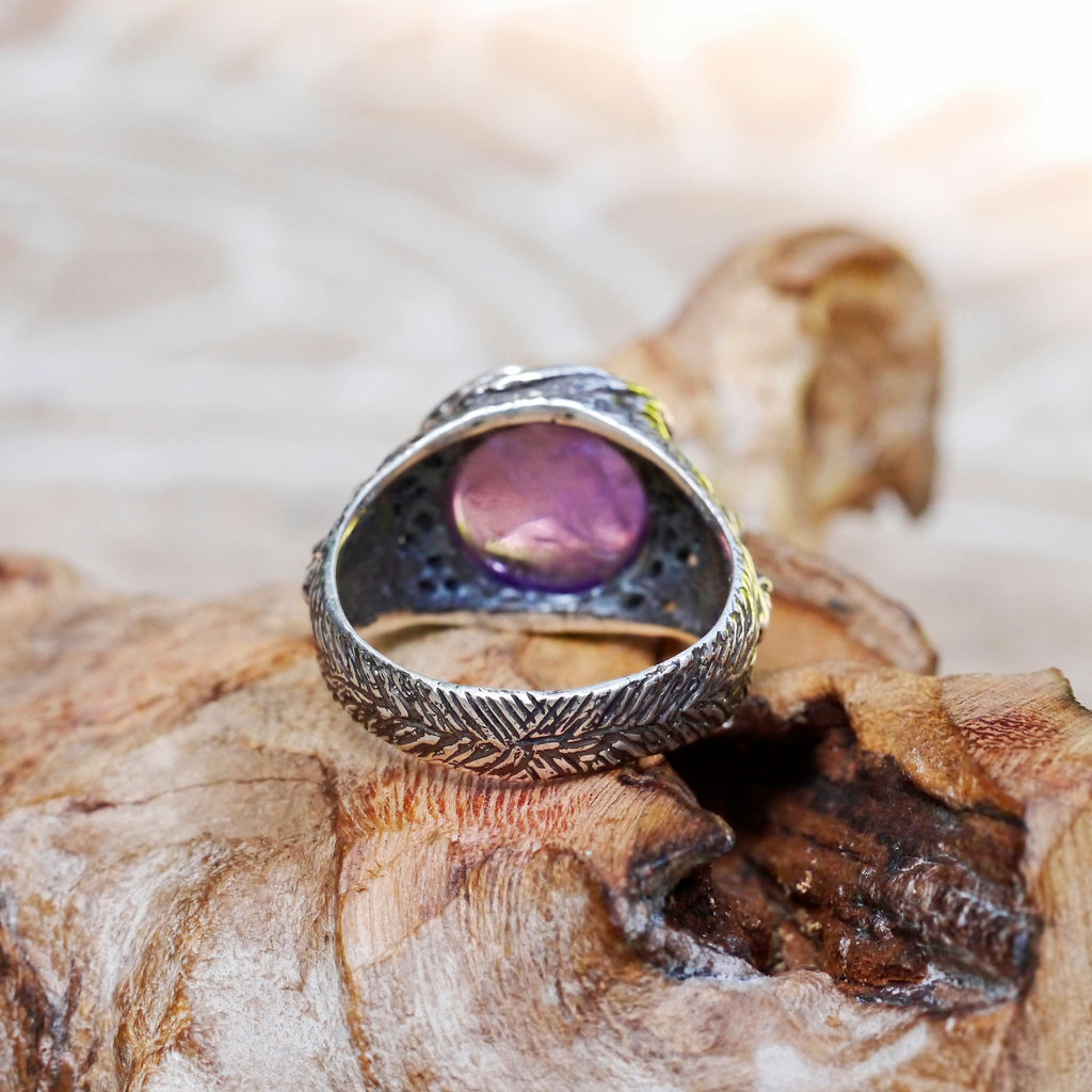 Sterling Silver Amethyst Ring with Aquamarines "Aurora" - blacktreelab