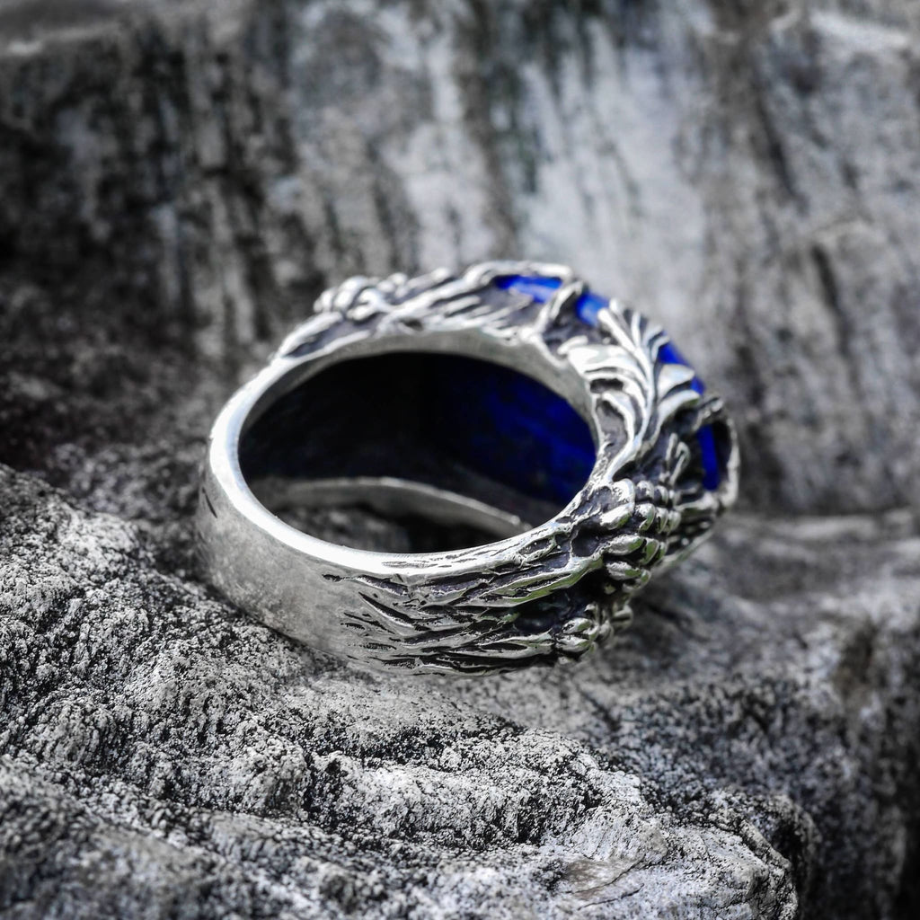 Sterling Silver Lapis Lazuli Ring "Thistle" - blacktreelab