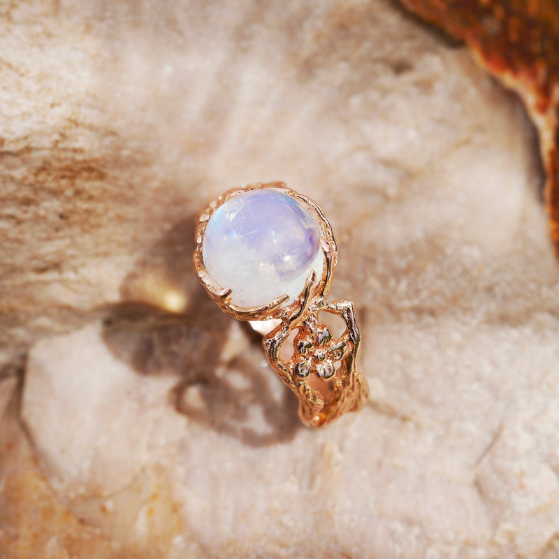 Engagement Gold Ring with Moonstone
