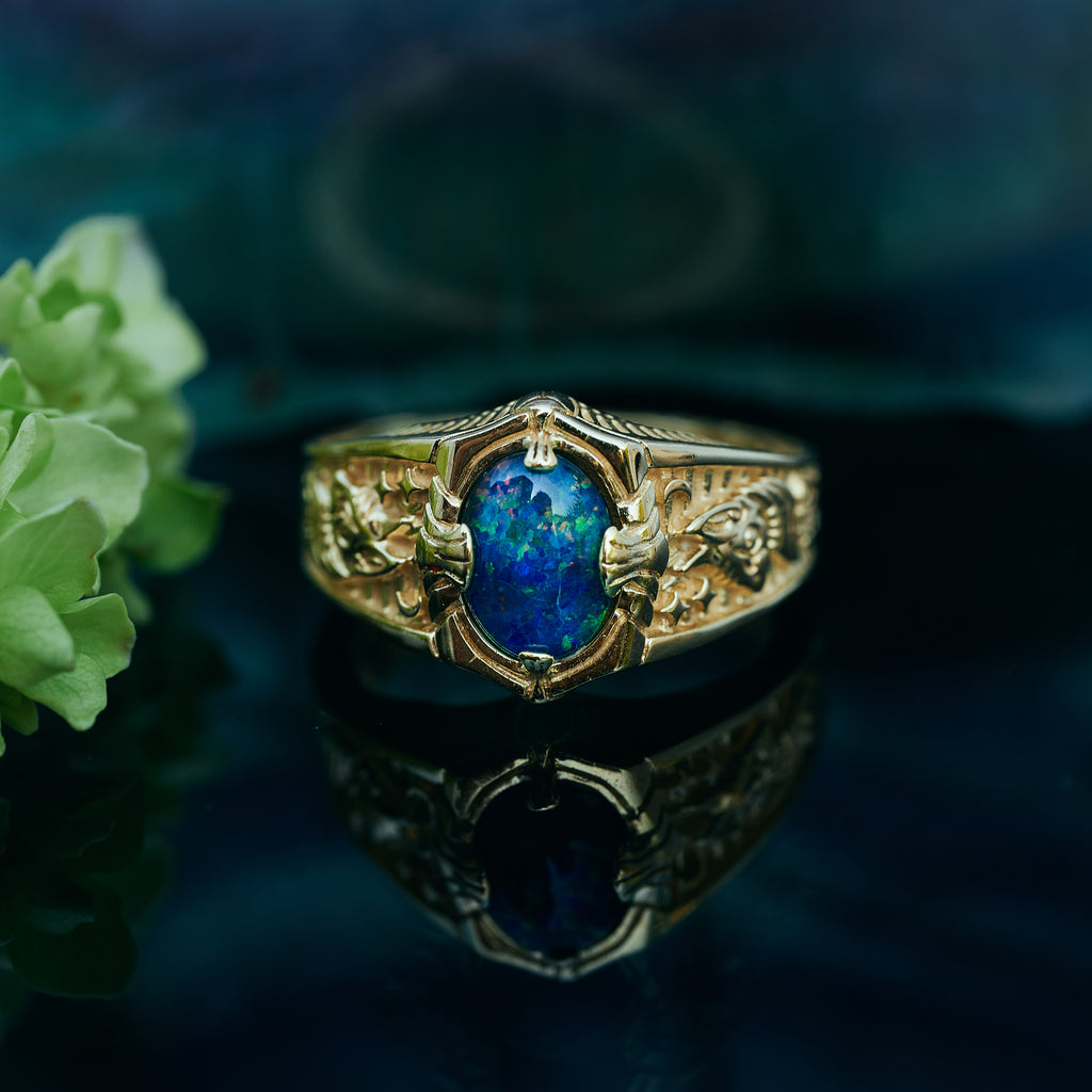 Boulder Opal Gold Ring "Egypt Tale"