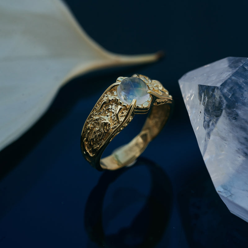 Engagement Ring with Moonstone "Wolf"