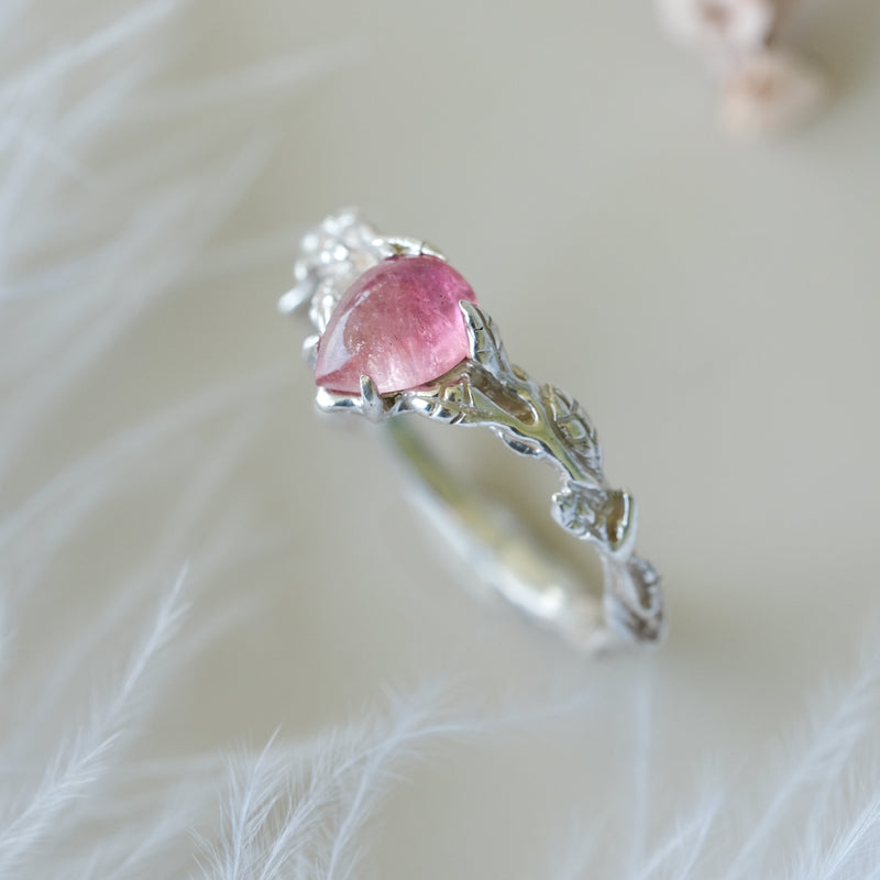 Pink Tourmaline Solid Gold ring Blossom