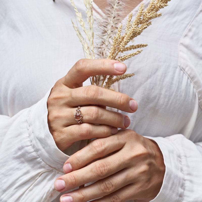 Rose Engagement Ring with Sunstone "Grace"