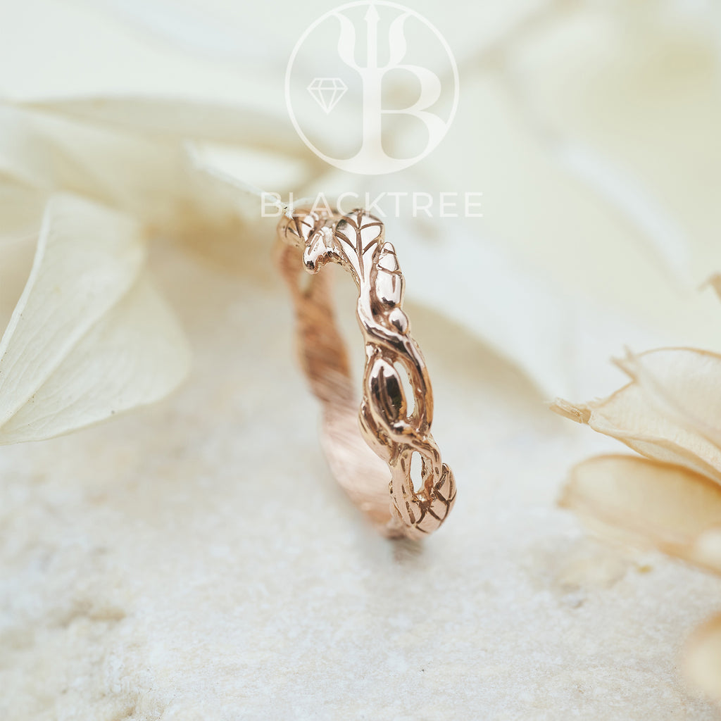Gold Wedding Band Floral "Luna"