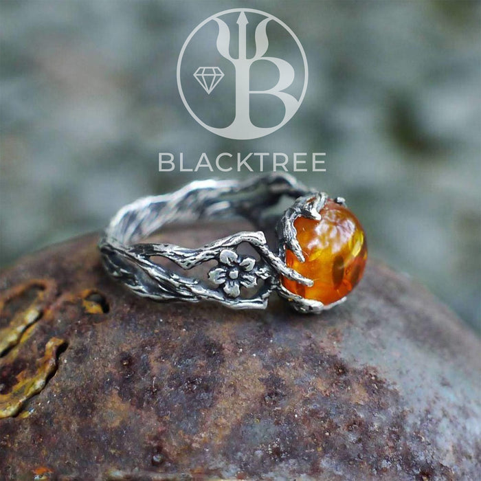 Amber Silver Ring by BlackTreeLab