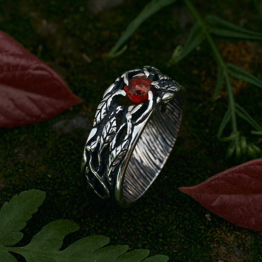 Amber Silver Ring