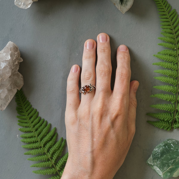 Balinese Silver ring with Amber "Bali"