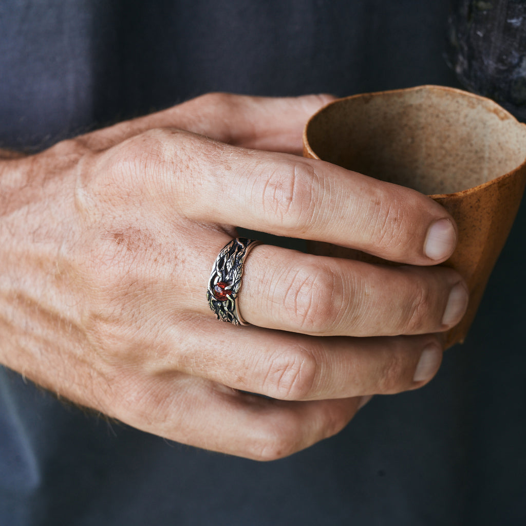 Red Sterling Silver Ring by BlackTreeLab