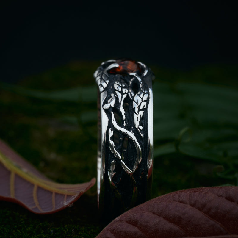 Red Amber Sterling Silver ring