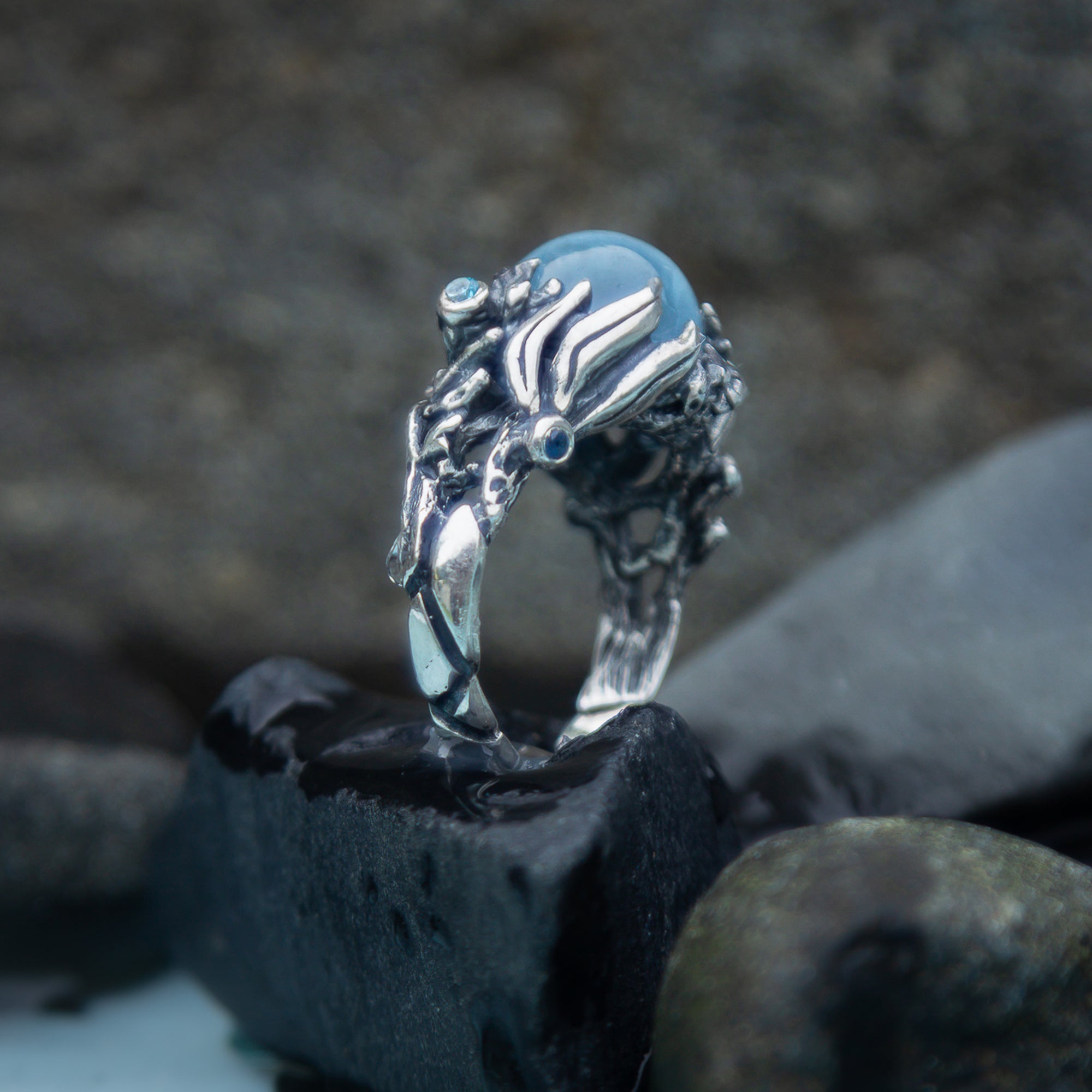 Silver Aquamarine Ring 