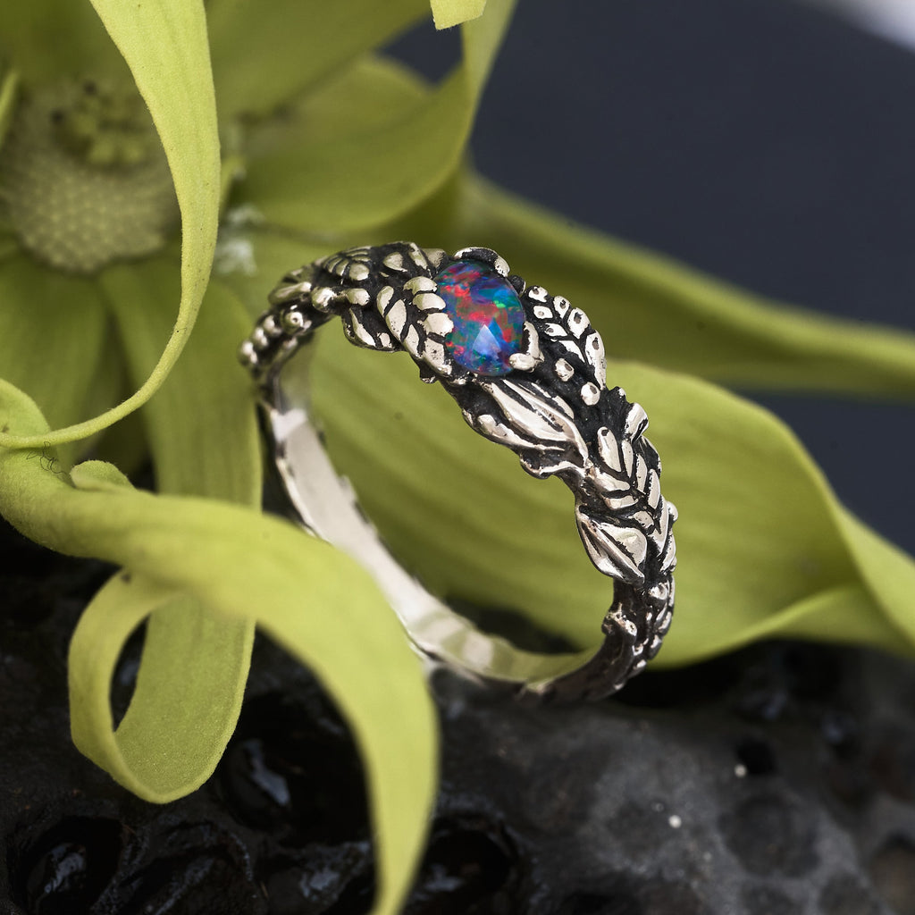 Boulder Fire Opal Ring "Evlin"
