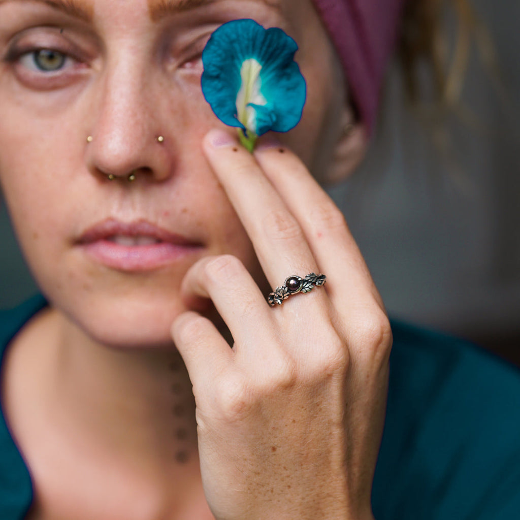 Black Pearl ring "Nori"  jewelry by BlackTreeLab