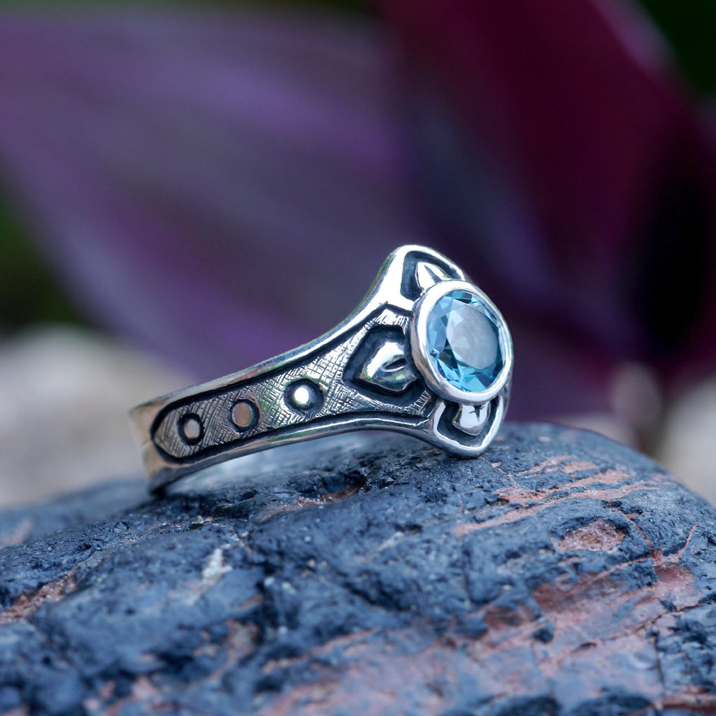 Blue Topaz Celtic Ring "Tara"