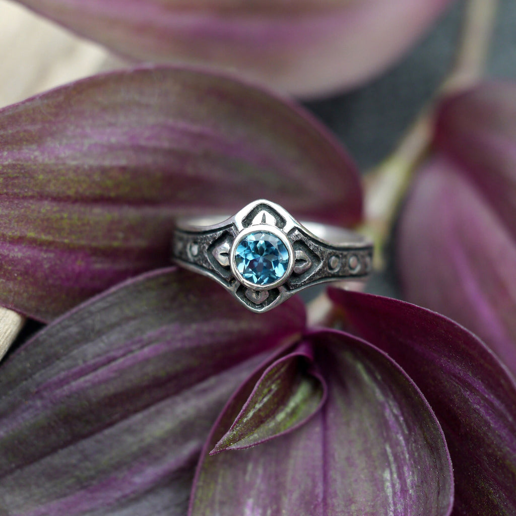 Silver Blue Topaz Ring "Tara"