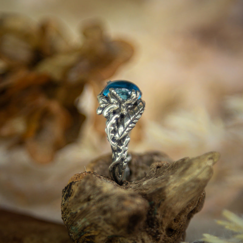 Blue Topaz Sterling Silver Ring "MAR"