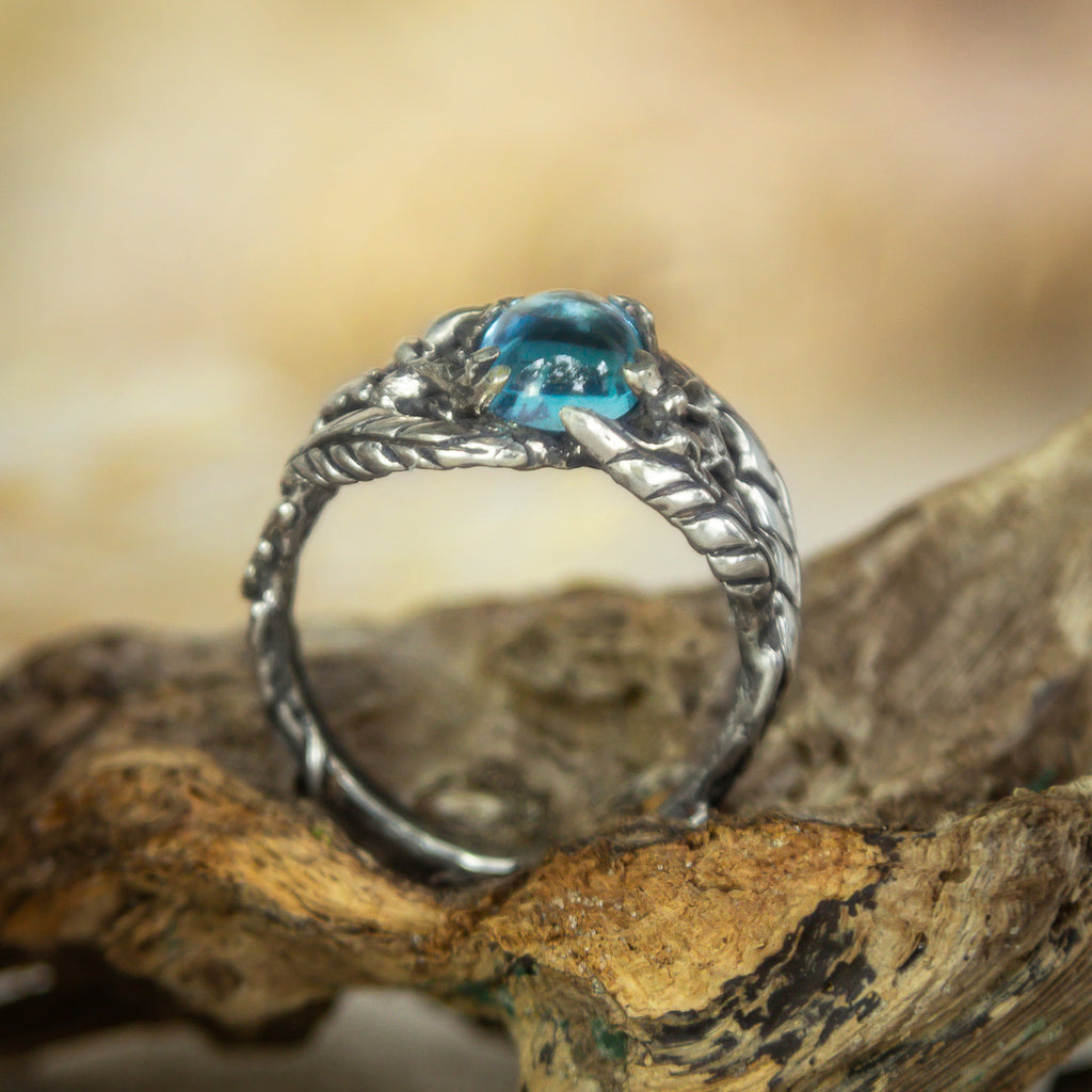 Sterling Silver Blue Topaz Ring "MAR"