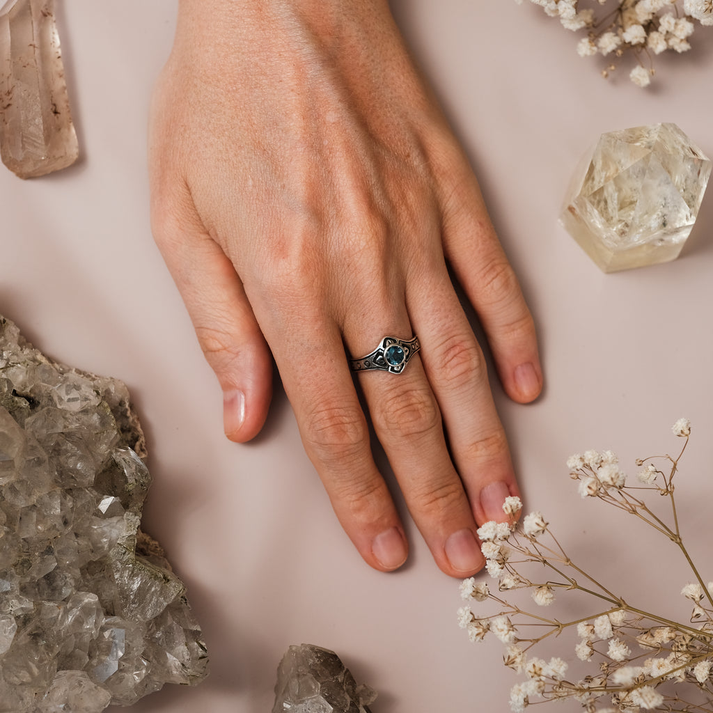 Blue Topaz Ring "Tara" by BlackTreeLab