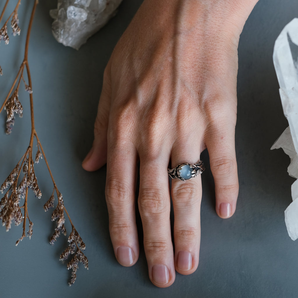 Sterling Silver Floral Moonstone Ring "Margot"