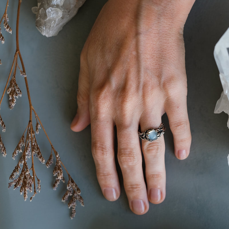 Sterling Silver Floral Moonstone Ring "Margot"