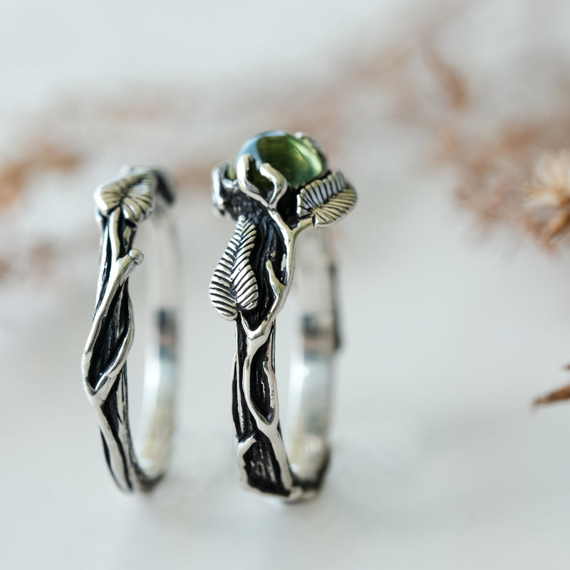 Silver Nature Inspired Peridot Ring 