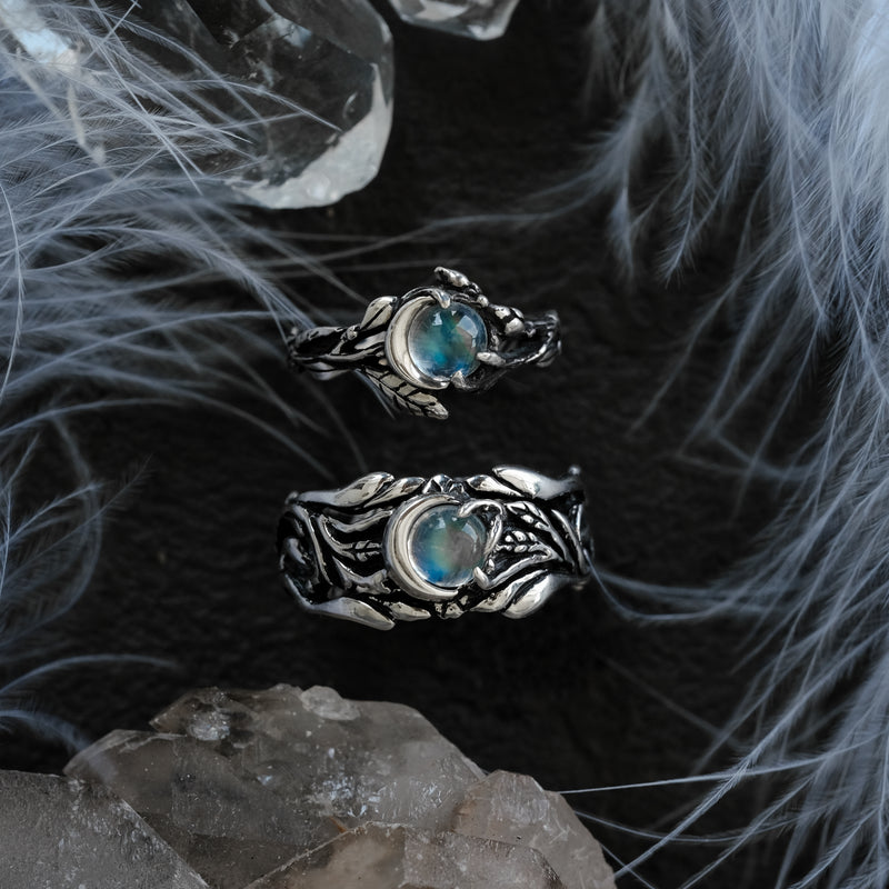 Silver Vintage Moonstone Ring set Luna