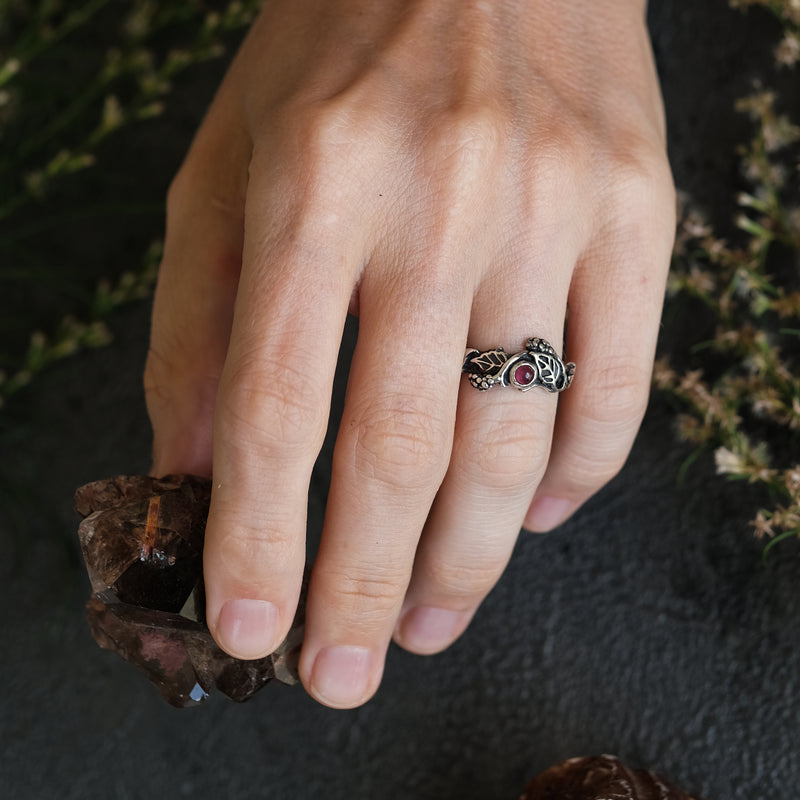 Vintage Silver Ruby Ring "Mulberry"