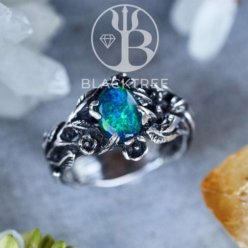Boulder Fire Opal Ring "Blythe"