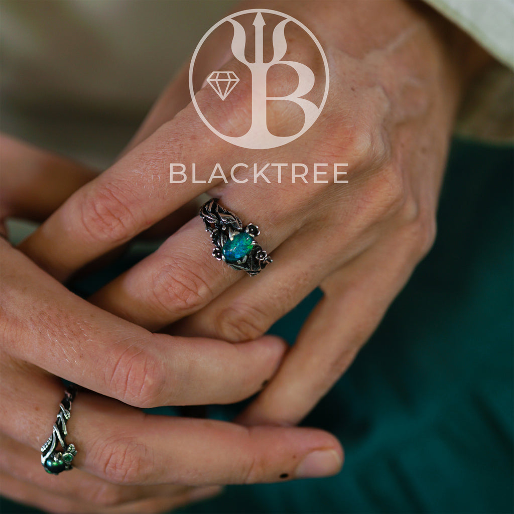 Engagement Boulder Fire Opal Ring "Blythe"