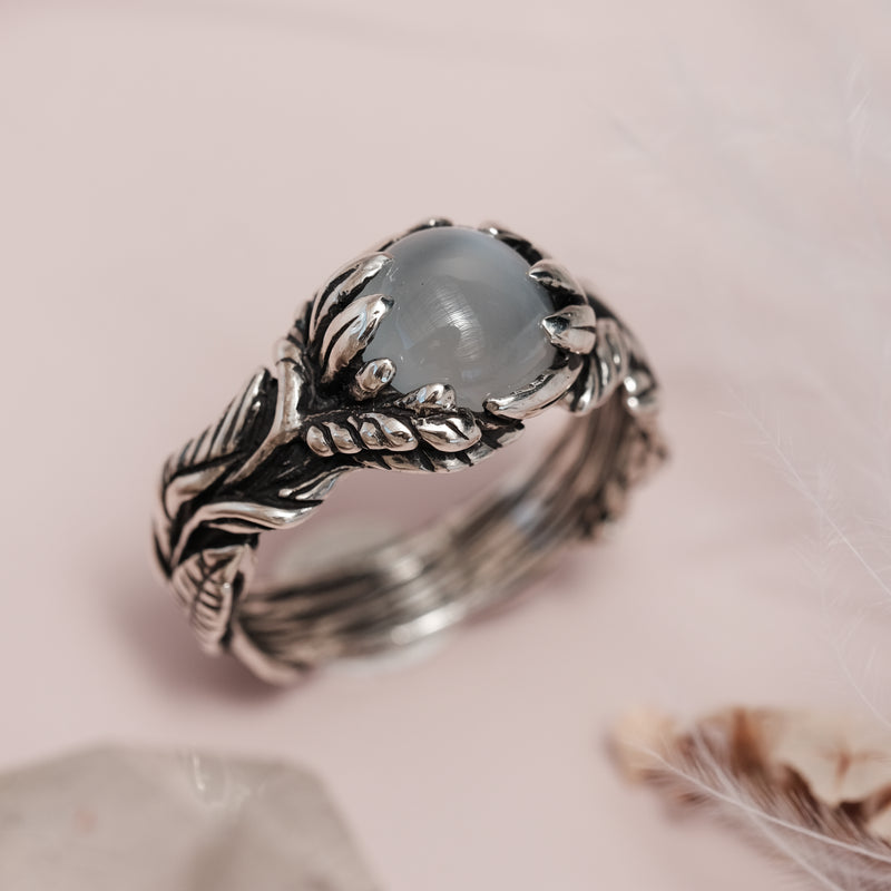 Sterling Silver Floral Moonstone Ring "Margot"