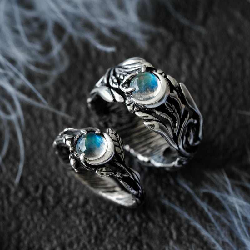 Boho wedding rings for couples Luna