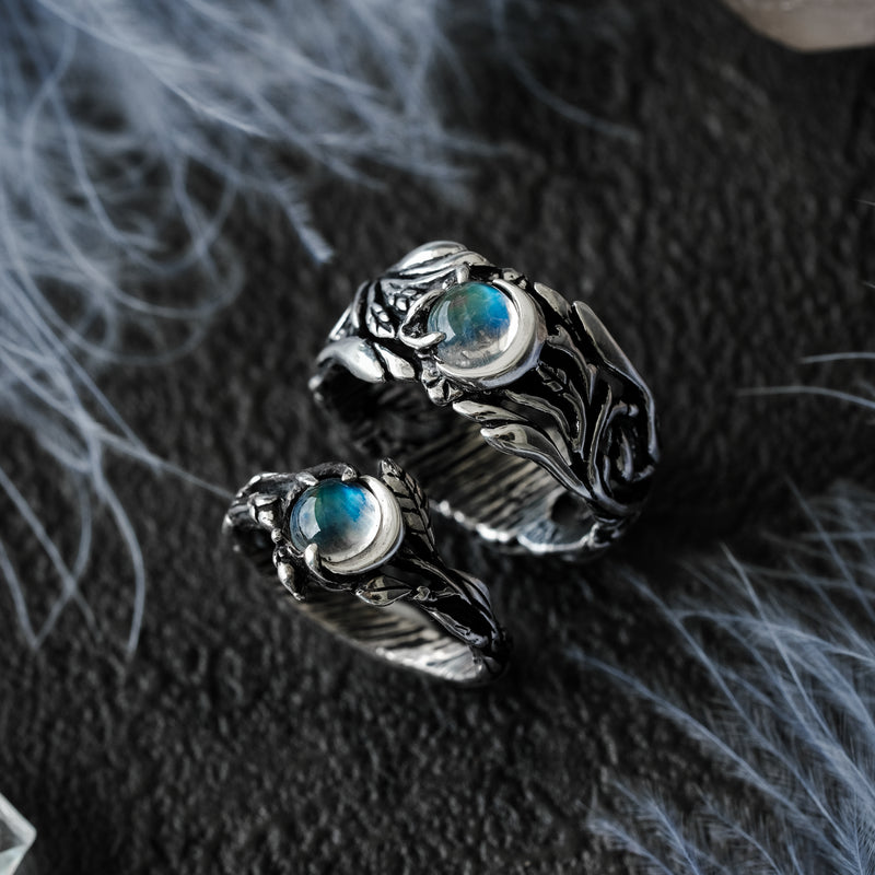 Celestial Silver branches Rings for him and her Luna