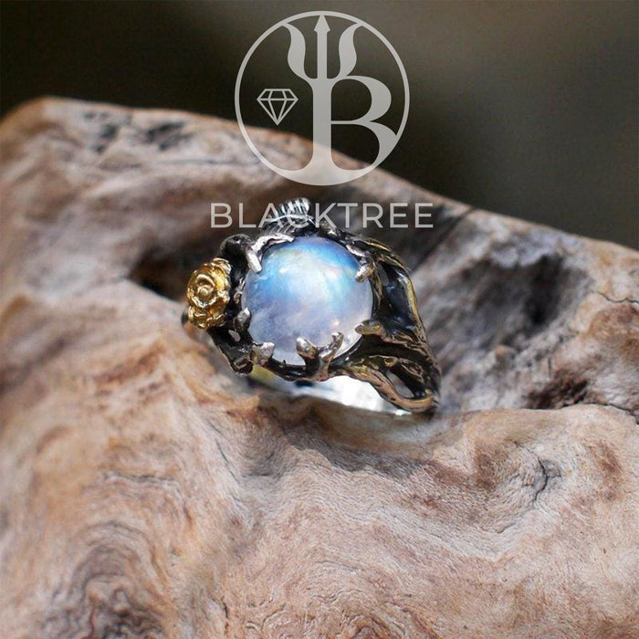 Rainbow Moonstone Engagement Ring Set of 2 "Cleo"