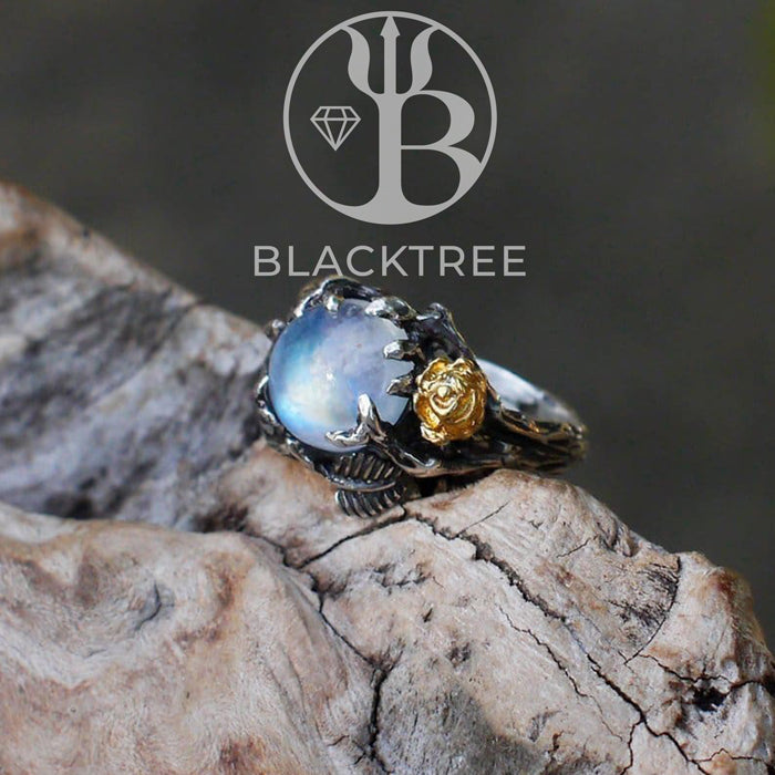 Rainbow Moonstone Ring "Cleo" by BlackTreeLab