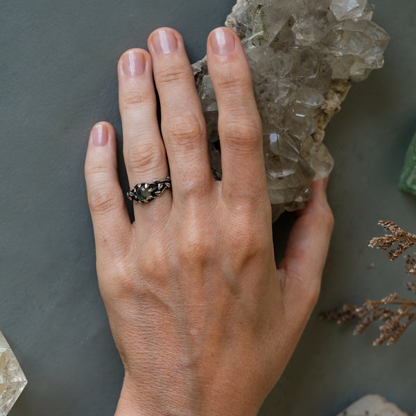 Moss Agate Ring "Ivy" on hand