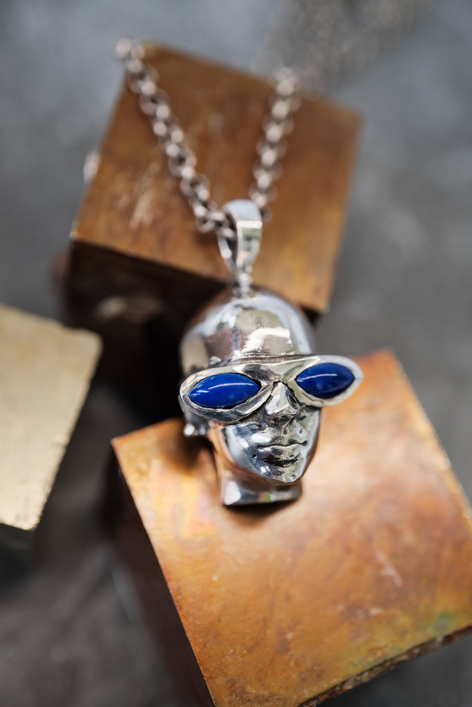 Lapis Lazuli Eye Necklace "Rave Glasses"