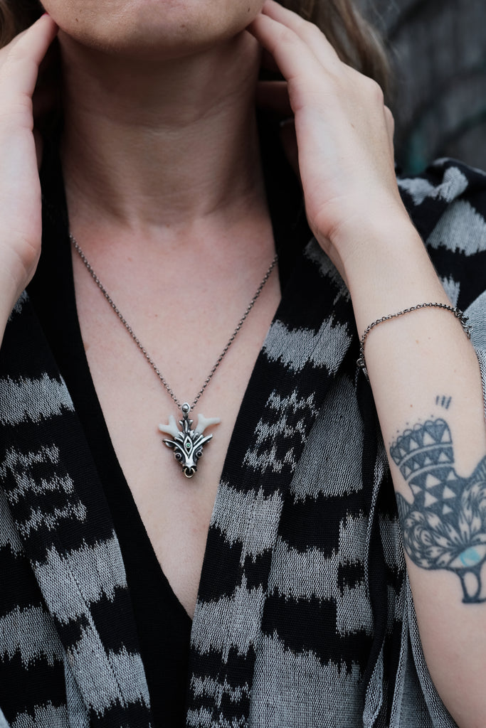 Coral Silver Pendant with Solid Gold Details “Ally”