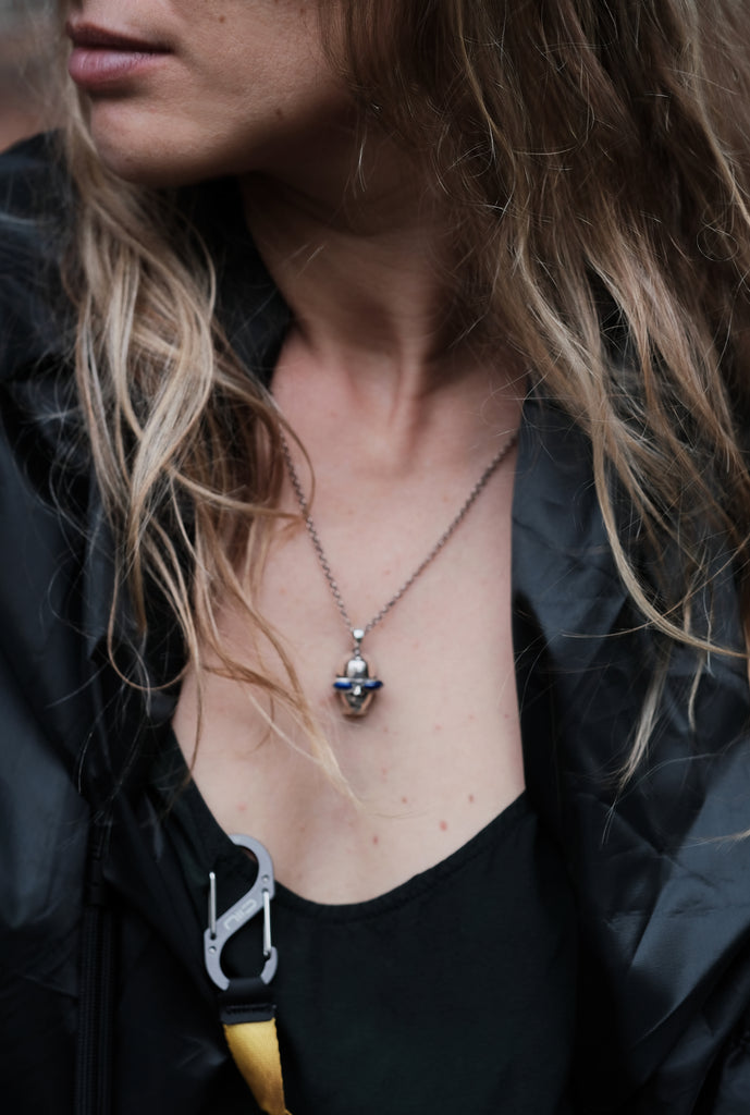 Lapis Lazuli Eye Necklace "Rave Glasses"