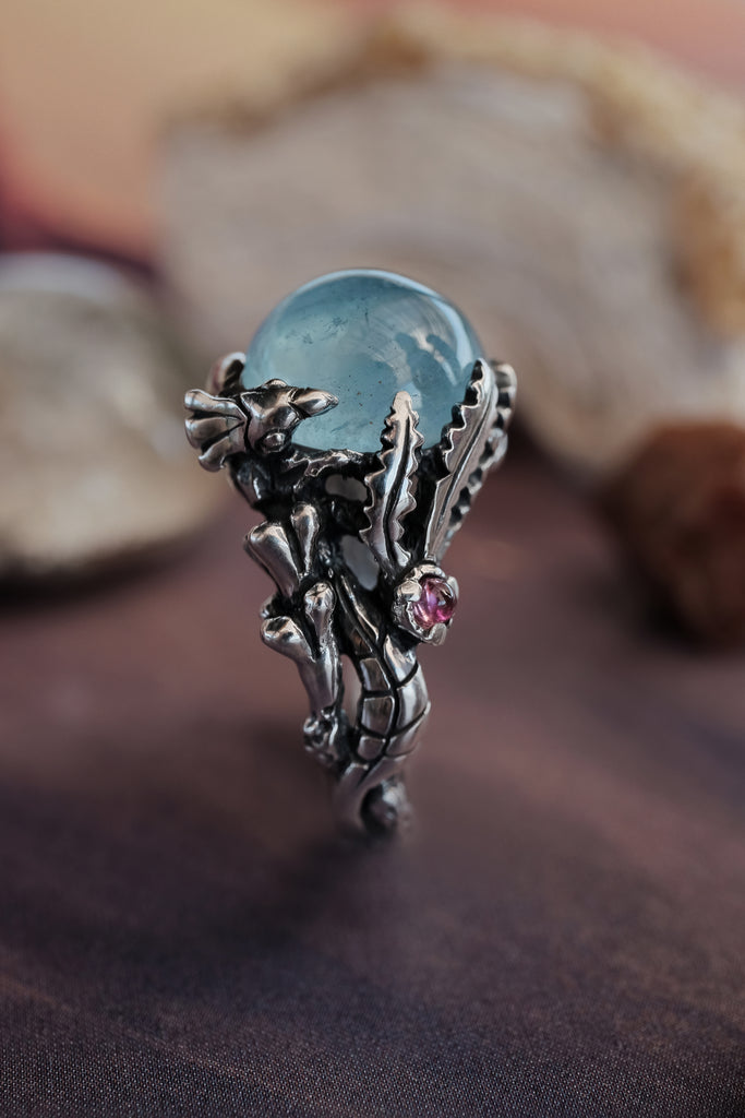 Silver Aquamarine ring “Earth”
